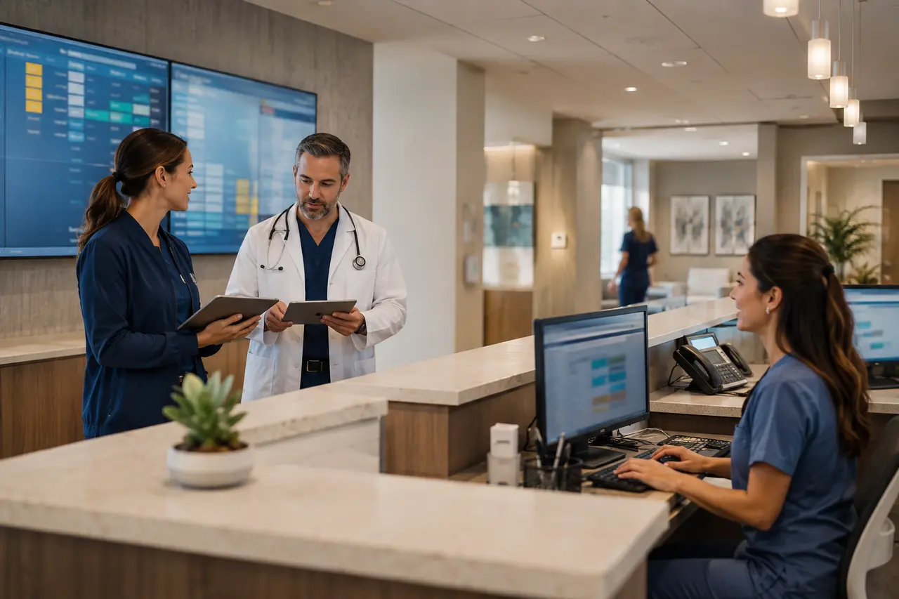 Clinic team supported by discreet connected operations technology