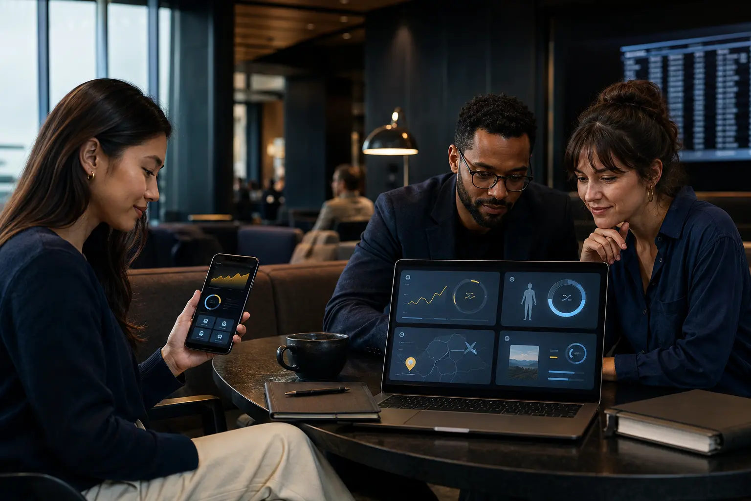 Customers using consumer SaaS products on a mobile phone and laptop